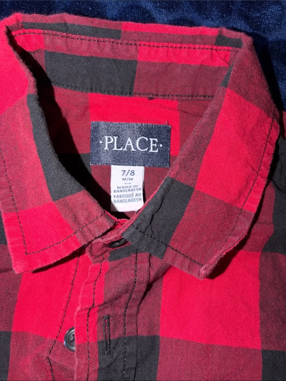 The Children's Place Red and Black Buffalo Plaid Button-Down Shirt